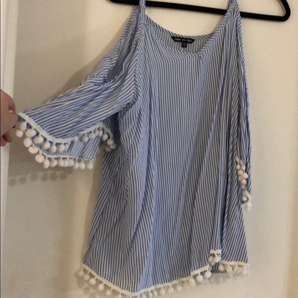 Blue and white fun top